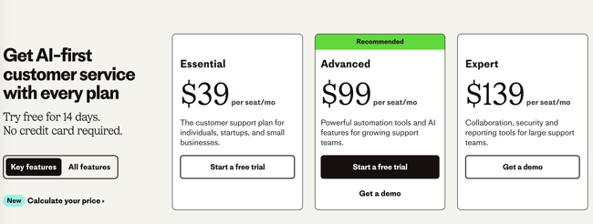 Intercom pricing